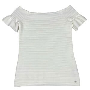 Ted Baker Misteey Bardot Frill Sleeve Off Shoulder Fitted Flattering Top US Sz 8